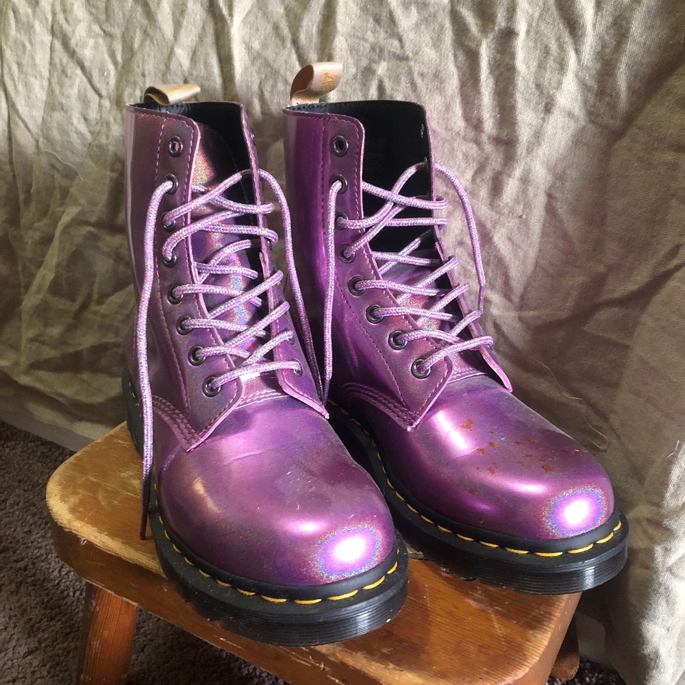 Dr Martens purple vegan leather ankle boots